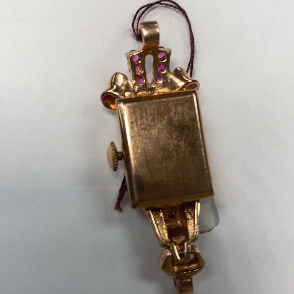 Antique Hamilton 14k Solid Gold Ruby Diamonds - image 4